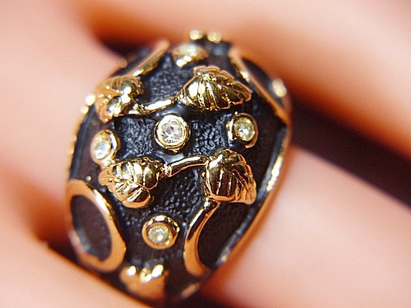 Vintage Schwarz-Gold-Kuppelring Größe 5, 75 - R-487 Vintage Schwarz-Gold-Kuppelring Größe 5, 75 - R-487 von EyecatchersAttic