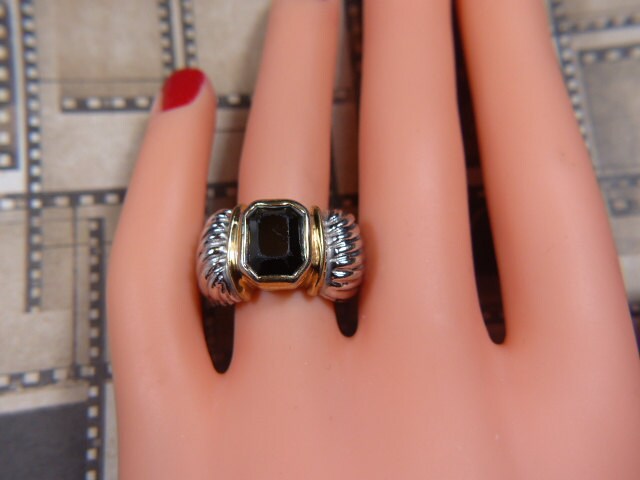 Vintage Silber Und Schwarz Strass Ring Größe 5 - R-318 Vintage Silber Und Schwarz Strass Ring Größe 5 - R-318 von EyecatchersAttic