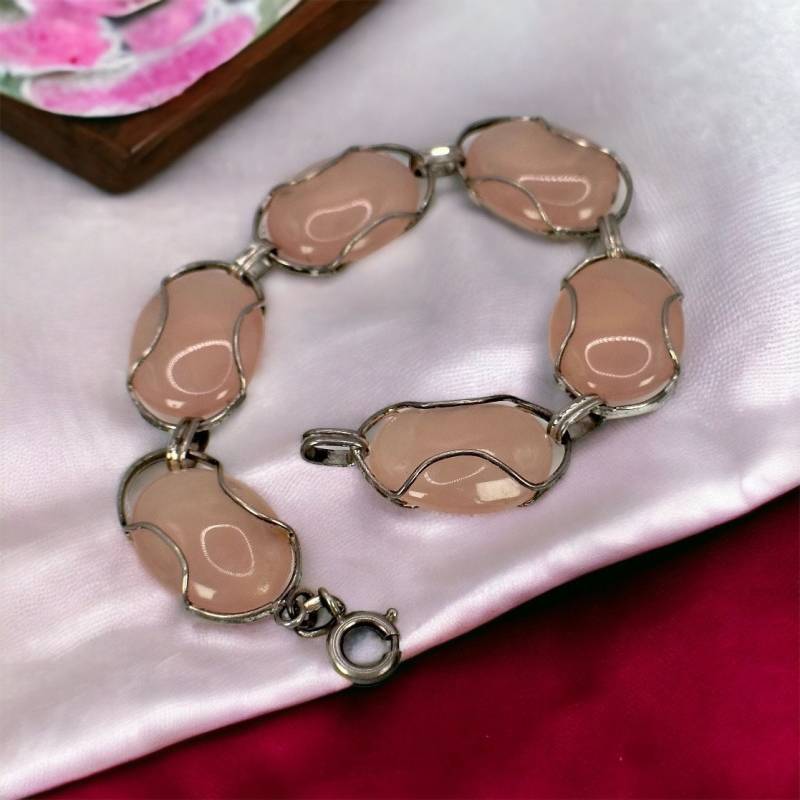 Altes Armband Echt Silber 20cm Rosenquarz Seltenes Fundstück in Edlem Design Eyecatcher Geschenkidee Retro Zeitlos Rarität von EyecatchersJuwellery