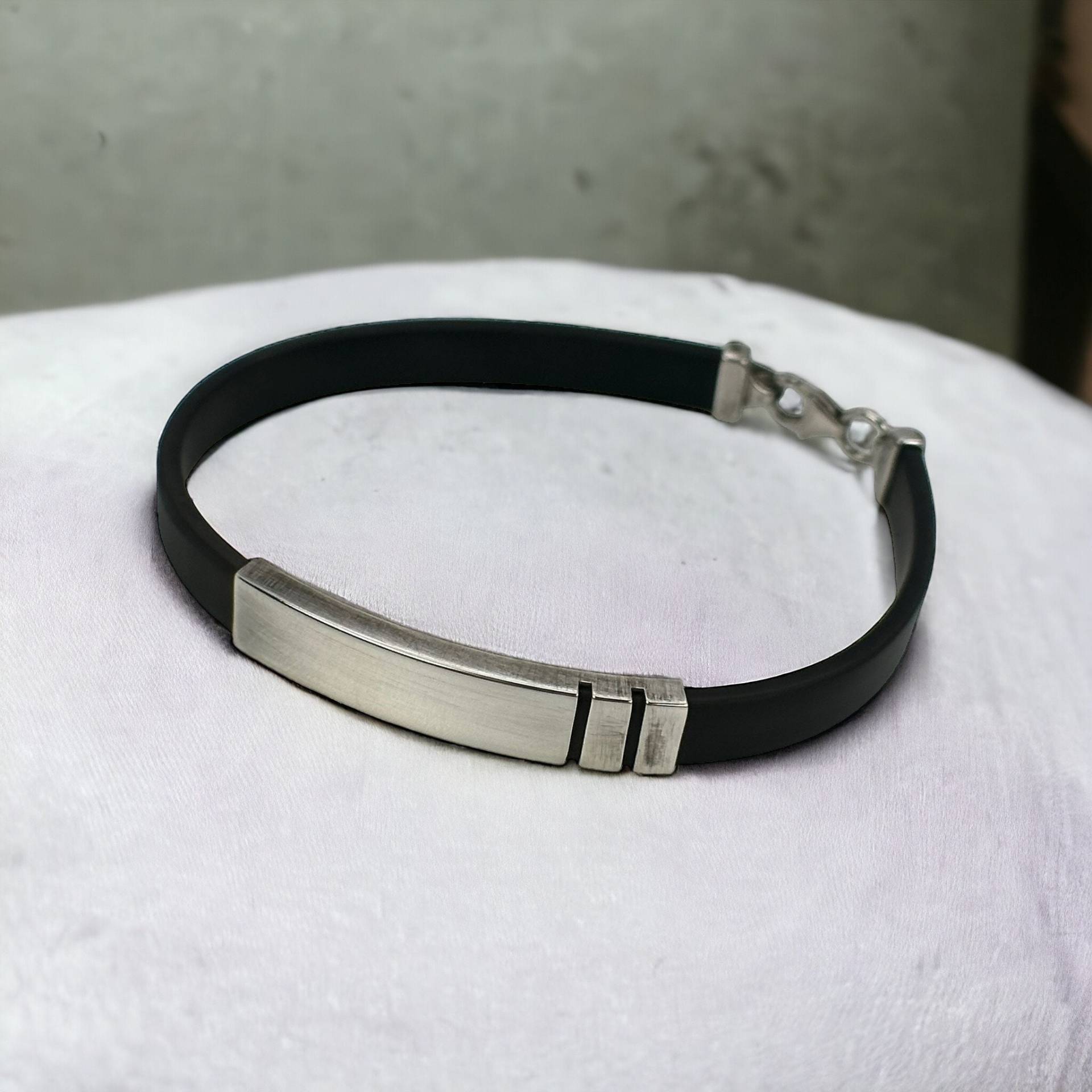 Armband 925Er Silber 20, 5cm Lang 8, 2mm Breit Vintage Geschenk Patina Luxus Accessoires Design Retro Zeitlos Kette Eyecatcher Gummi von EyecatchersJuwellery