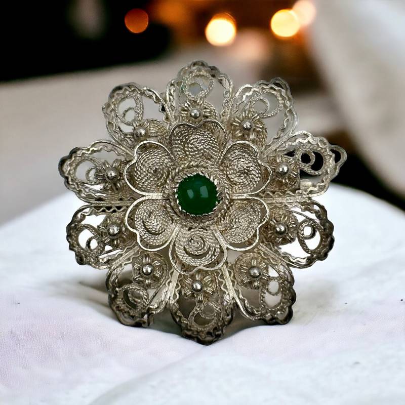 Blumen Brosche Echt Silber 47mm Auch Als Anhänger Kettenanhänger Tragbar Exklusiv Vintage Design Eyecatcher Geschenk Retro Zeitlos Tracht von EyecatchersJuwellery