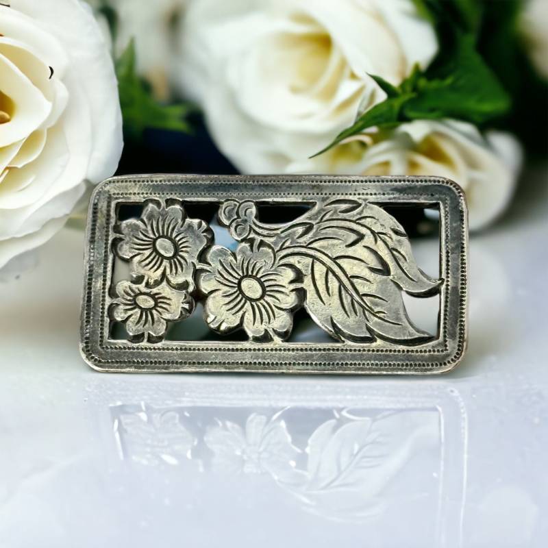 Blumen Brosche Echt Silber 52 X 27mm Edel Silberbrosche Vintage Luxus Elegant Exklusiv Selten Rar Rarität Zeitlos Retro von EyecatchersJuwellery