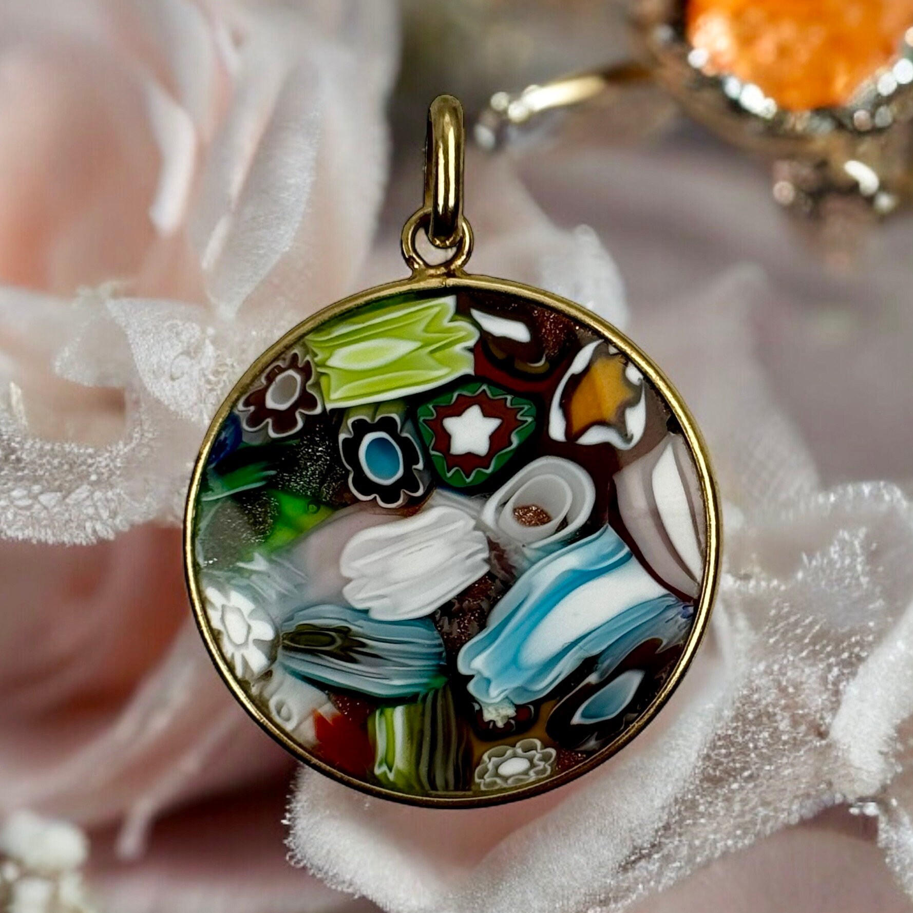 Bunter Kettenanhänger 925Er Silber Vintage Geschenk Patina Alt Retro Anhänger Edel Exklusiv Vergoldet Eyecatcher Modern Kunst von EyecatchersJuwellery