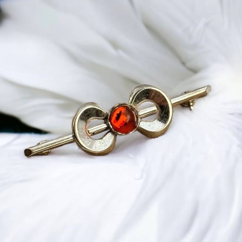 Design Brosche Echt Silber Bernstein Vintage Damen Geschenk Mit Toller Patina Edel Retro Zeitlos Modern von EyecatchersJuwellery