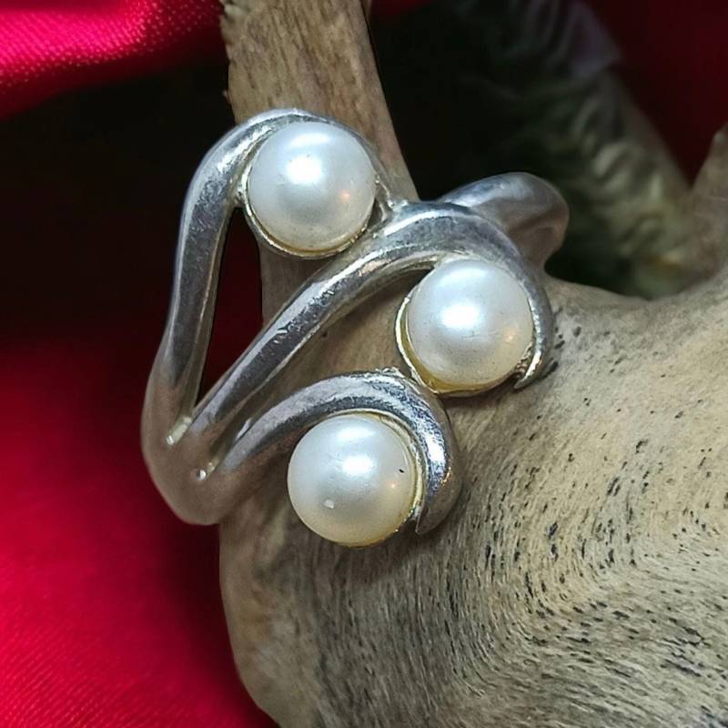 Design Damen Ring 835Er Silber Vintage 16, 9mm Gr. 53 Geschenk Edel Exklusiv Silberring Mit Patina Perlen Eyecatcher Luxus von EyecatchersJuwellery