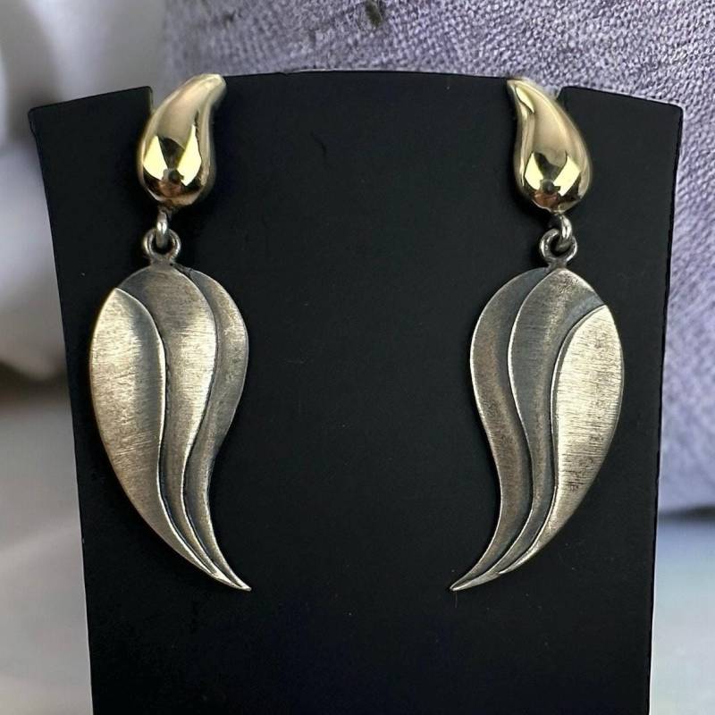 Design Hängeohrringe 925Er Silber 31 X 9mm Vintage Geschenk Damen Edel Patina Luxus Selten Rar Ohrringe Hängend Retro Modern Ohrstecker von EyecatchersJuwellery