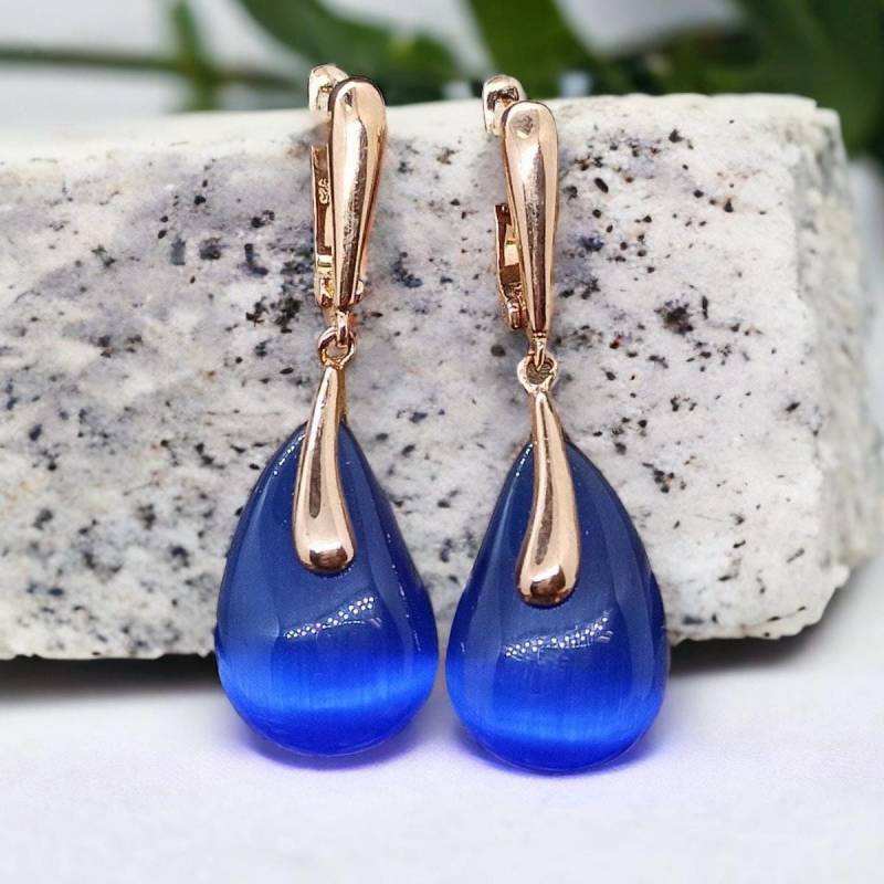 Design Hängeohrringe 925Er Silber 40 X 13mm Edelstein Vintage Geschenk Damen Edel Luxus Ohrstecker Ohrringe Hängend Exklusiv Goldfarbend von EyecatchersJuwellery