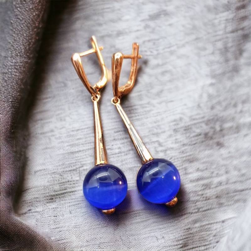 Design Hängeohrringe 925Er Silber 50 X 13mm Edelstein Vintage Geschenk Damen Edel Luxus Ohrstecker Ohrringe Hängend Exklusiv Goldfarbend von EyecatchersJuwellery