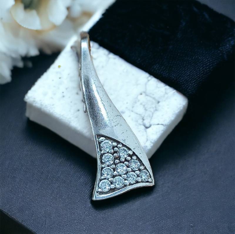 Design Kettenanhänger 925Er Silber 21 X 9mm Vintage Geschenk Patina Zirkonia Modern Stylisch Anhänger Edel Exklusiv Eyecatcher von EyecatchersJuwellery