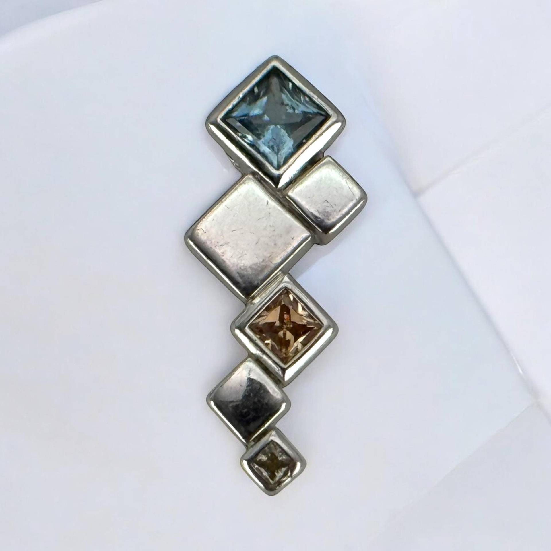 Design Kettenanhänger 925Er Silber Mit Zirkonia Vintage Geschenk 27 X 11mm Anhänger Retro Zeitlos Modern Luxus Fashion Rarität Edelstein von EyecatchersJuwellery