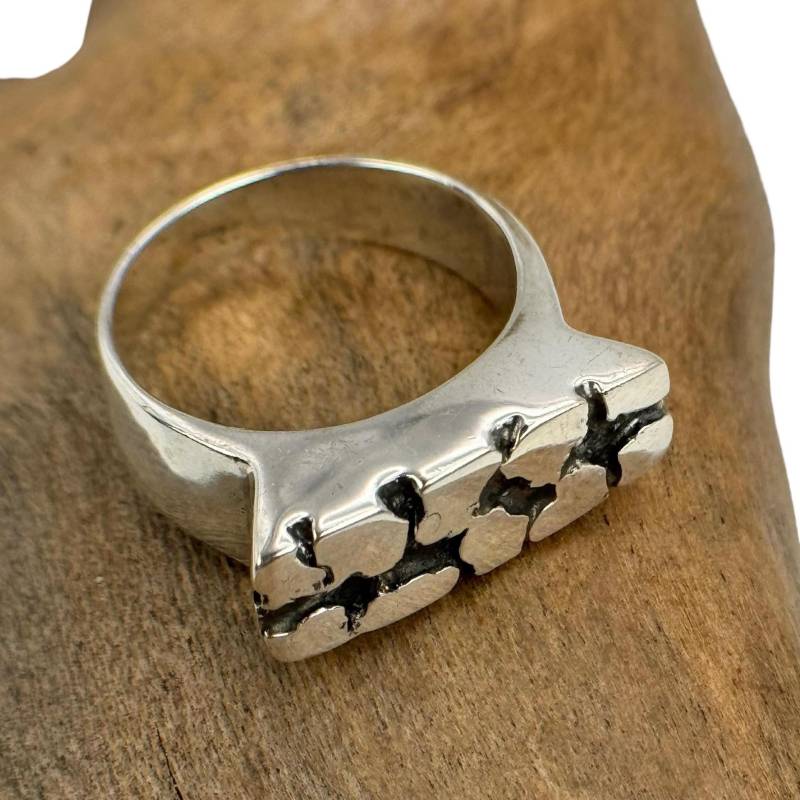 Design Ring 925Er Silber 18, 5mm Gr. 58 Vintage Geschenk Patina Muster Eyecatcher Damen Herren Silberring Retro Zeitlos Modern von EyecatchersJuwellery