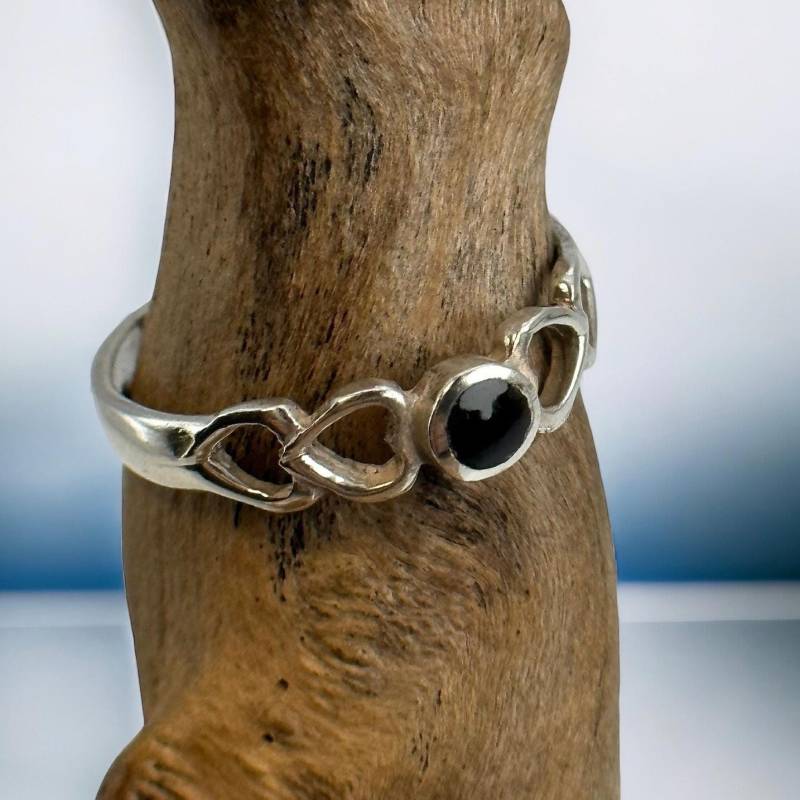 Design Ring 925Er Silber Damen Herren Vintage Herz 18, 8mm Gr. 59 Silberring Geschenk Exklusiv Eyecatcher Onyx Rarität Retro Zeitlos von EyecatchersJuwellery
