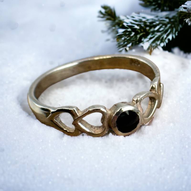 Design Ring 925Er Silber Damen Herren Vintage Herz 18, 8mm Gr. 59 Silberring Geschenk Exklusiv Eyecatcher Onyx Rarität Retro Zeitlos von EyecatchersJuwellery