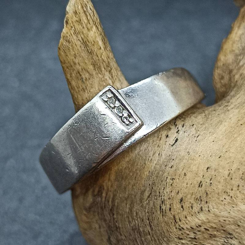 Diamant Ring 925Er Silber Vintage 18mm Gr. 57 Geschenk Edel Exklusiv Silberring Mit Patina Damen Design Eyecatcher Brillant von EyecatchersJuwellery