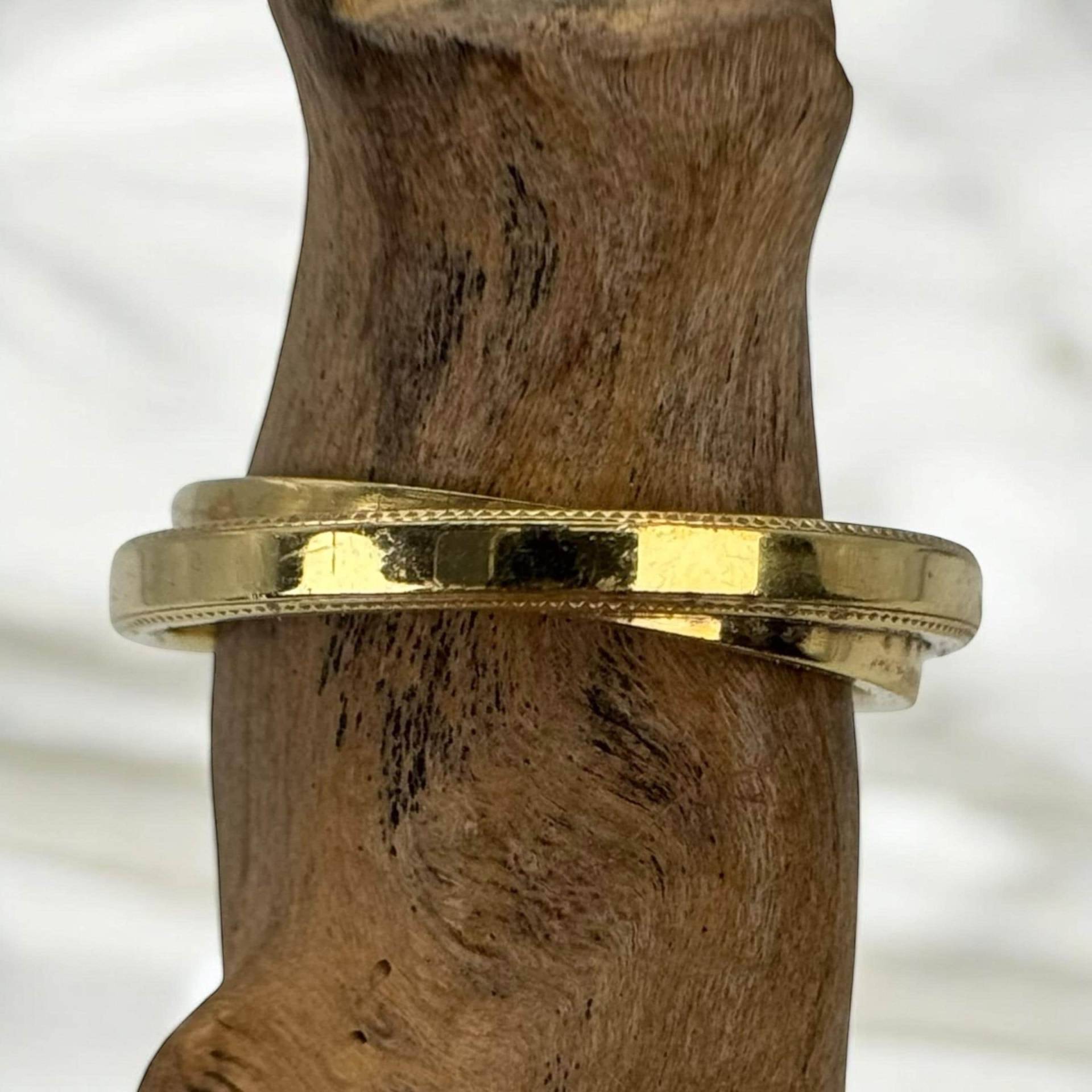 Doppelter Ring 925Er Silber Gr. 64 20, 5mm Damen Herren Silberring Geschenk Selten Edel Rar Exklusiv Vintage Design Goldfarbend Retro Zeitlos von EyecatchersJuwellery