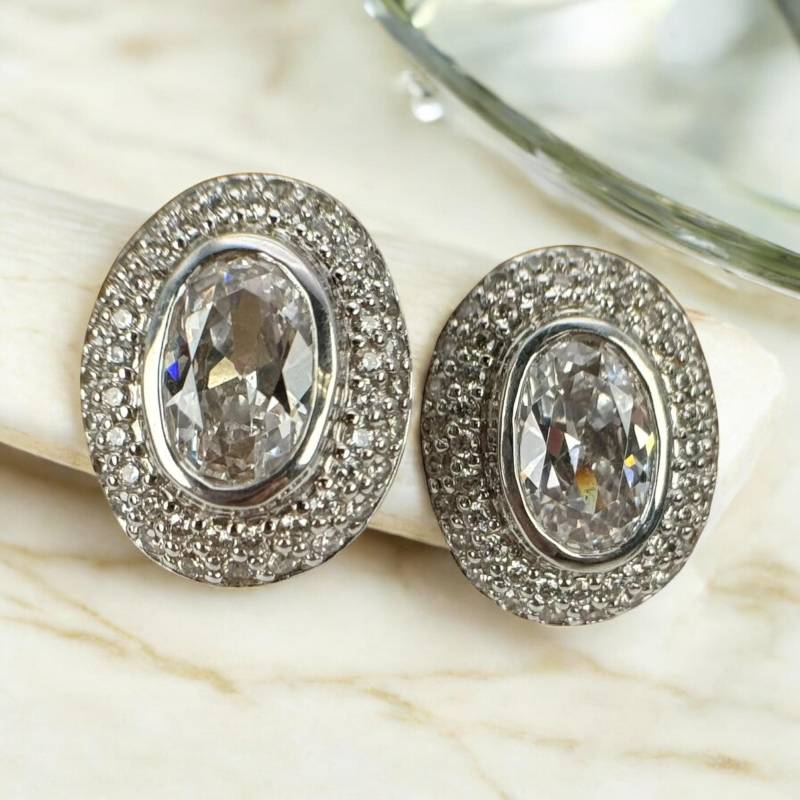 Edelstein Ohrstecker 925Er Silber Vintage 21 X 17mm Design Damen Edel Mit Zirkonia Exklusiver Eyecatcher Schmuck Ohrringe Geschenk Modern von EyecatchersJuwellery
