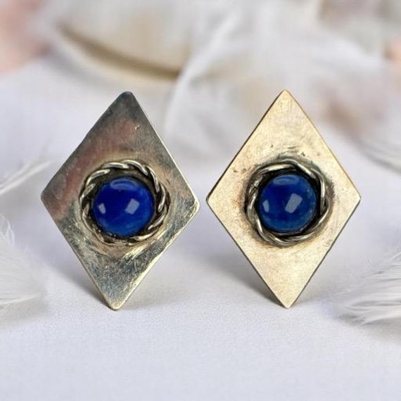 Edelstein Ohrstecker 925Er Silber Vintage Design Damen Lapislazuli Exklusiver Eyecatcher Schmuck Ohrringe Geschenk Fashion Luxus Rarität von EyecatchersJuwellery