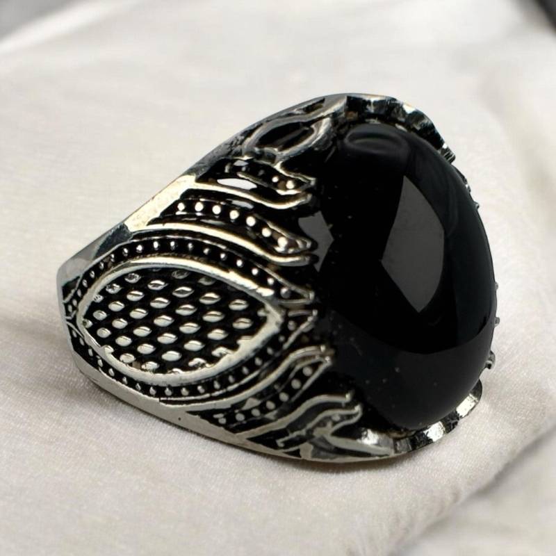Edelstein Ring 925Er Silber Gr. 64 20, 5mm Damen Herren Silberring Geschenk Selten Edel Exklusiv Vintage Design Retro Zeitlos Luxus Onyx von EyecatchersJuwellery