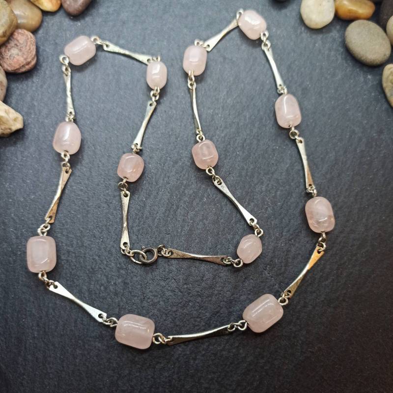 Edle Silberkette 835Er Silber 65cm Lang Edelsteine Ca. 10mm Stark Vintage Geschenk Exklusiver Schmuck Patina Kette Damen Halskette Rarität von EyecatchersJuwellery