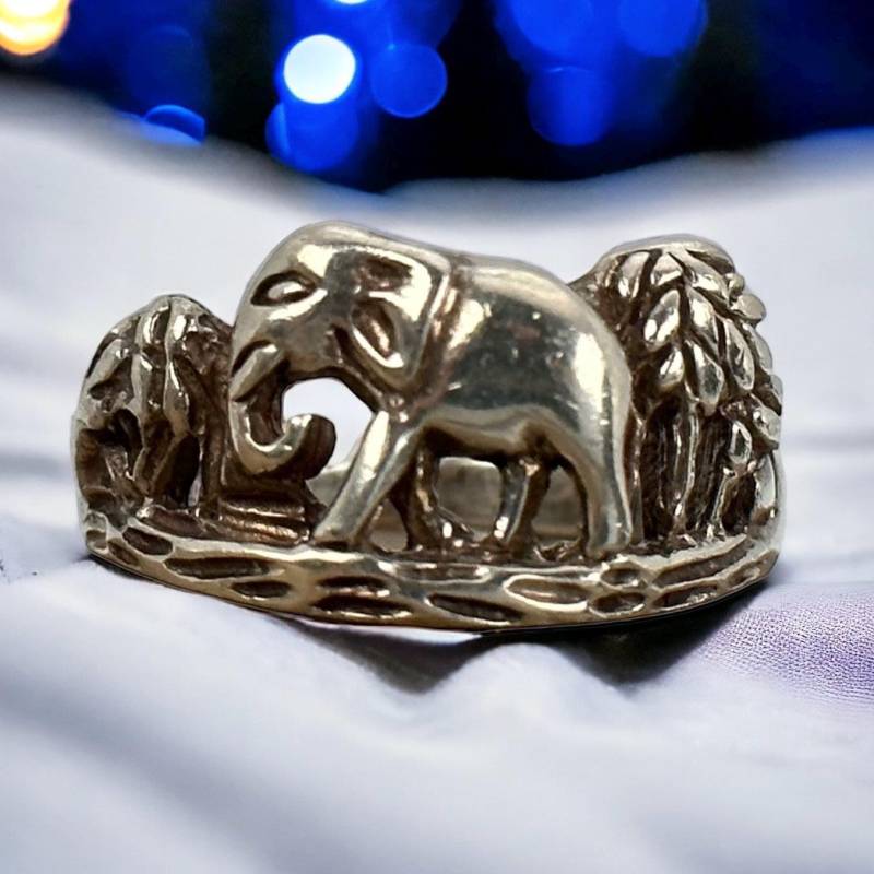 Elefant Ring 925Er Silber Damen Herren Vintage 18, 8mm Gr. 59 Silberring Geschenk Exklusiv Eyecatcher Afrika Rarität Retro Zeitlos von EyecatchersJuwellery