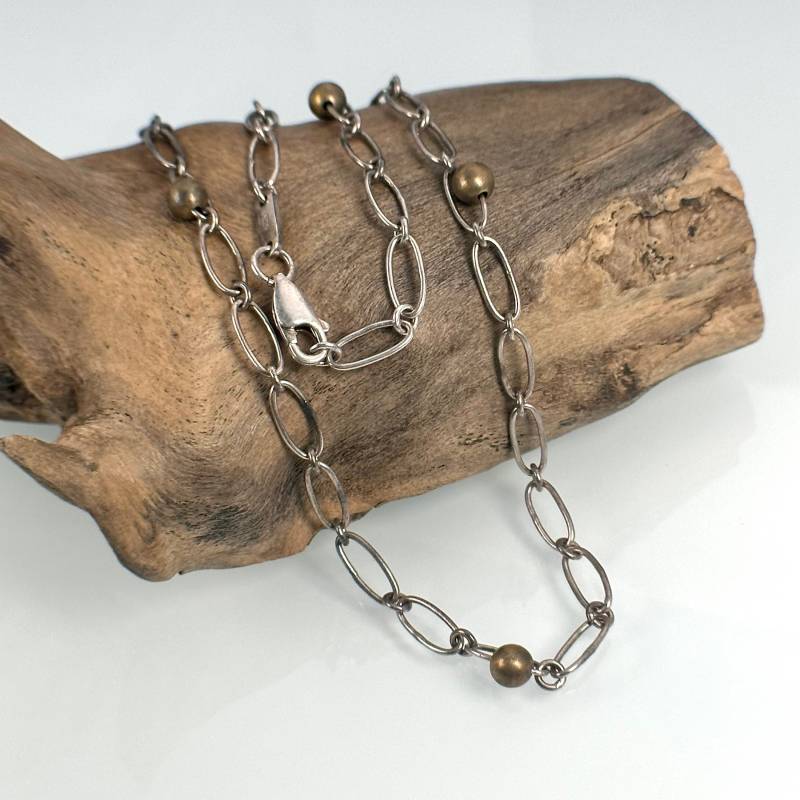 Esprit Silberkette 925Er Silber 43cm Lang 4, 4mm Breit Designer Design Vintage Geschenk Exklusiv Patina Kette Damen Halskette Luxus von EyecatchersJuwellery