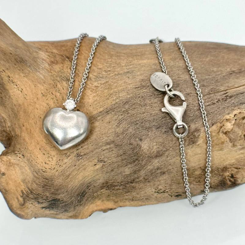 Esprit Silberkette 925Er Silber Ca. 42 -45cm Lang 1, 1mm Breit Vintage Exklusiv Damen Patina Kette Collier Halskette Edel Luxus Retro Herz von EyecatchersJuwellery
