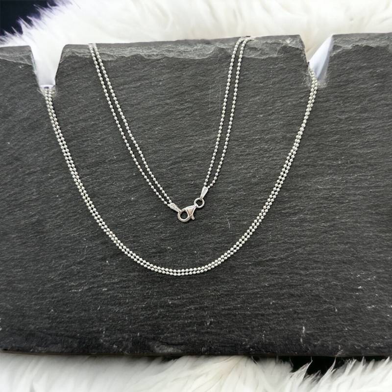 Exklusive Halskette 925Er Silber Silberkette 42cm Lang 2 Strängig Vintage Kette Geschenk Edles Design Selten Damen Patina Kugelkette von EyecatchersJuwellery
