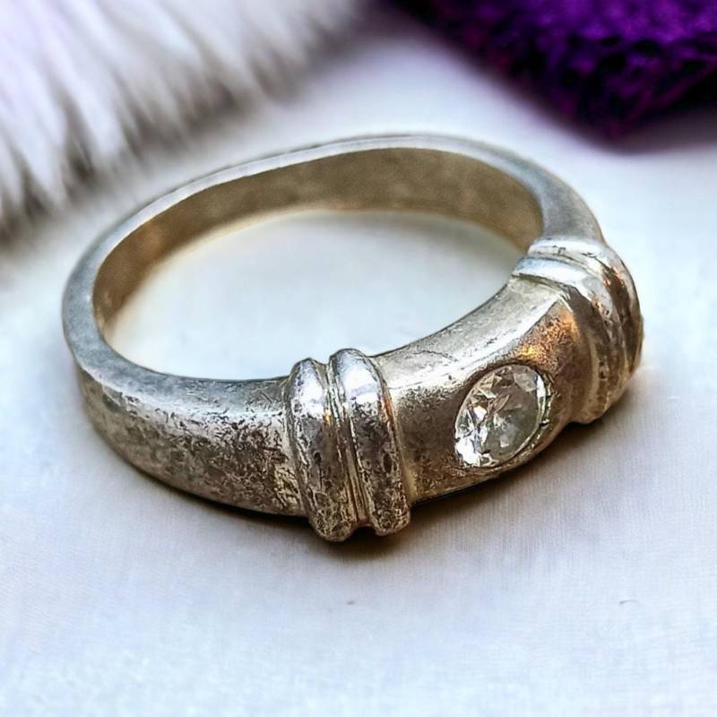 Exklusiver Ring 925Er Silber 17, 2mm Gr. 54 Silberring Zirkonia Vintage Geschenk Design Damen Edel Patina Edelstein von EyecatchersJuwellery