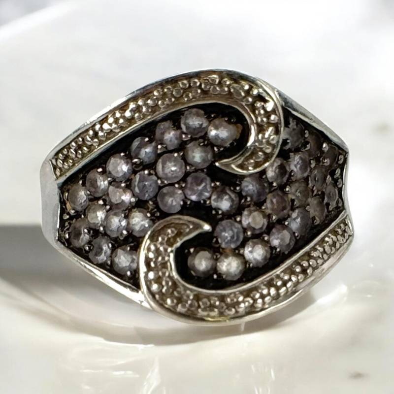 Exklusiver Ring 925Er Silber 18, 5mm Gr. 58 Silberring Zirkonia Vintage Geschenk Design Damen Edel Patina Edelstein Art Deco von EyecatchersJuwellery