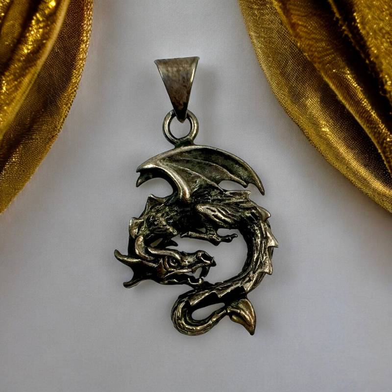 Fantasy Drache Kettenanhänger 925Er Silber Vintage Selten Rar Anhänger Kinder Damen Herren Exklusiv Eyecatcher Geschenk von EyecatchersJuwellery