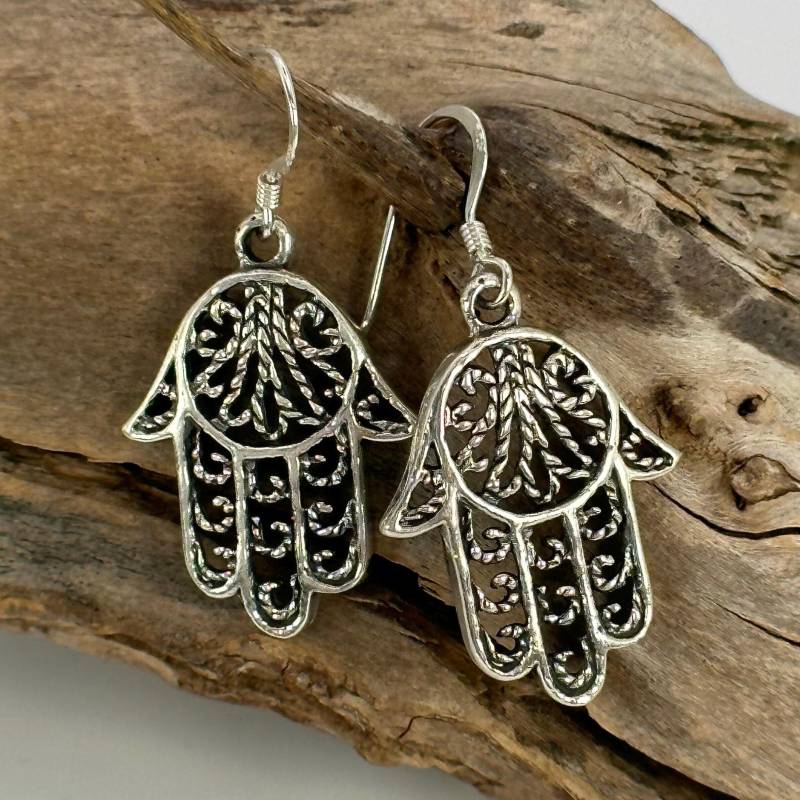 Fatima Hand Ohrringe Hängend 925Er Silber 38x 19mm Geschenk Damen Edel Luxus Selten Rar Hängeohrringe Exklusiv Moslem Islam von EyecatchersJuwellery