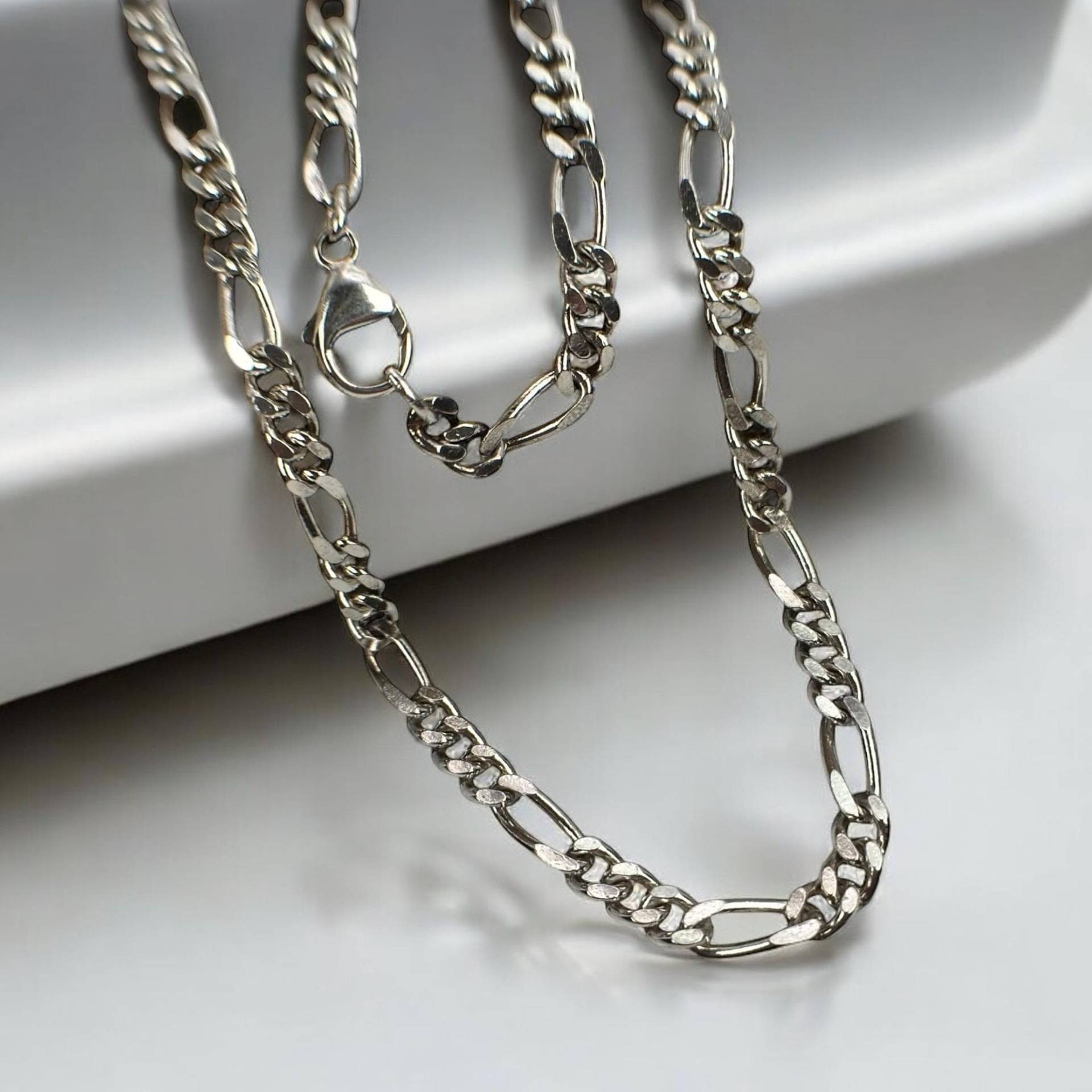 Figaro Silberkette 53cm Lang 4, 5mm Breit 925Er Silber Vintage Modern Damen Herren Geschenk Halskette Kette Exklusiv Panzerkette Luxus von EyecatchersJuwellery