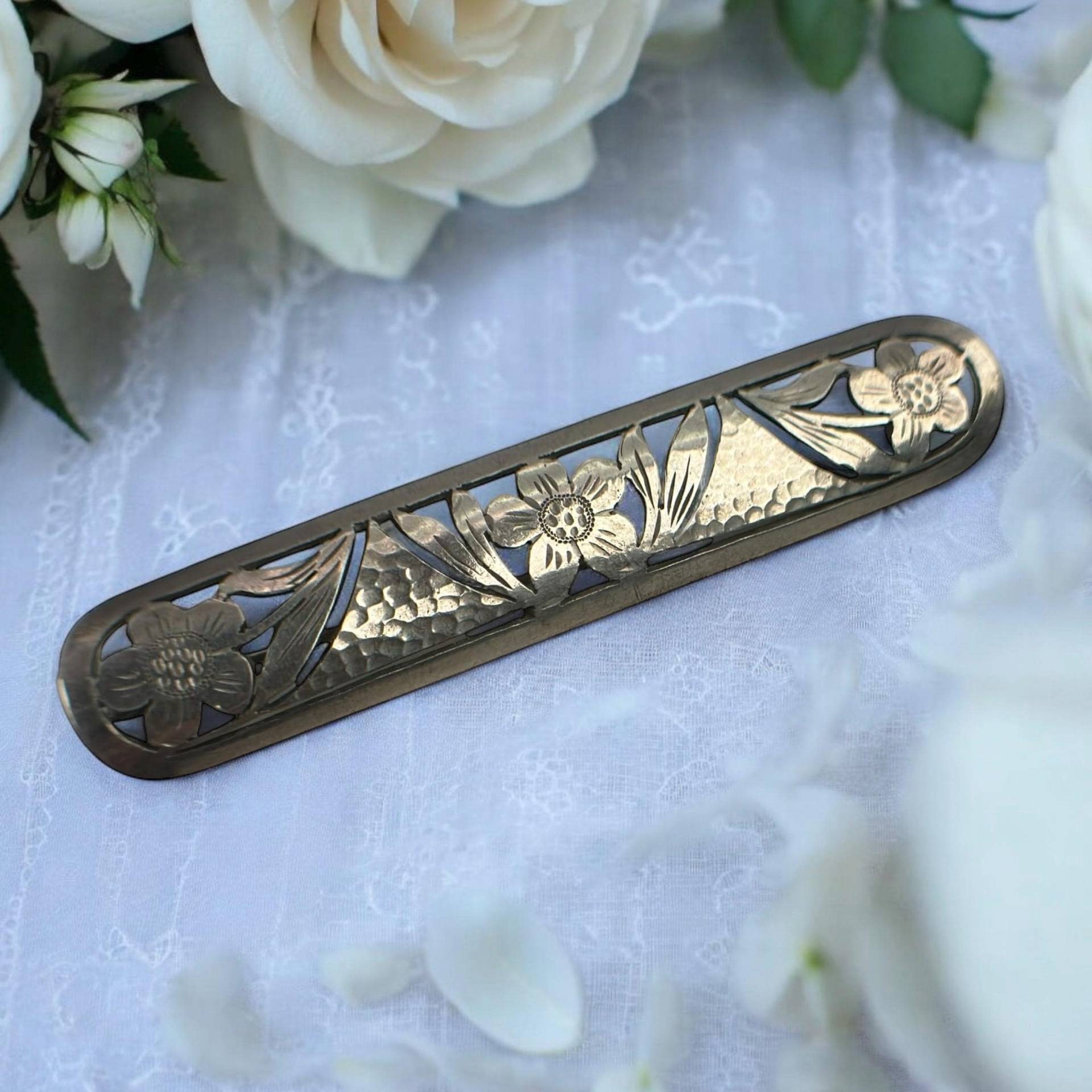 Florale Brosche 835Er Silber Handarbeit Ca. 70 X 14mm Schmuck Eyecatcher Geschenk Vintage Retro Exklusives Design Luxus Zeitlos Alt Rarität von EyecatchersJuwellery