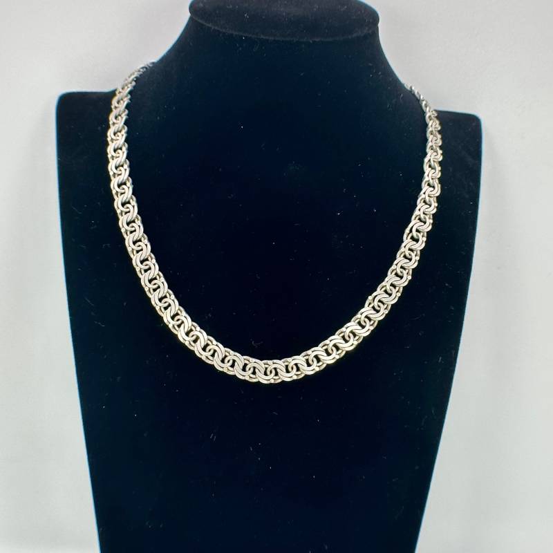 Garibaldi Silberkette Collier Echt Silber Ca. 41cm Silbercollier 8mm Breit Vintage Retro Eyecatcher Halskette Zeitlos von EyecatchersJuwellery