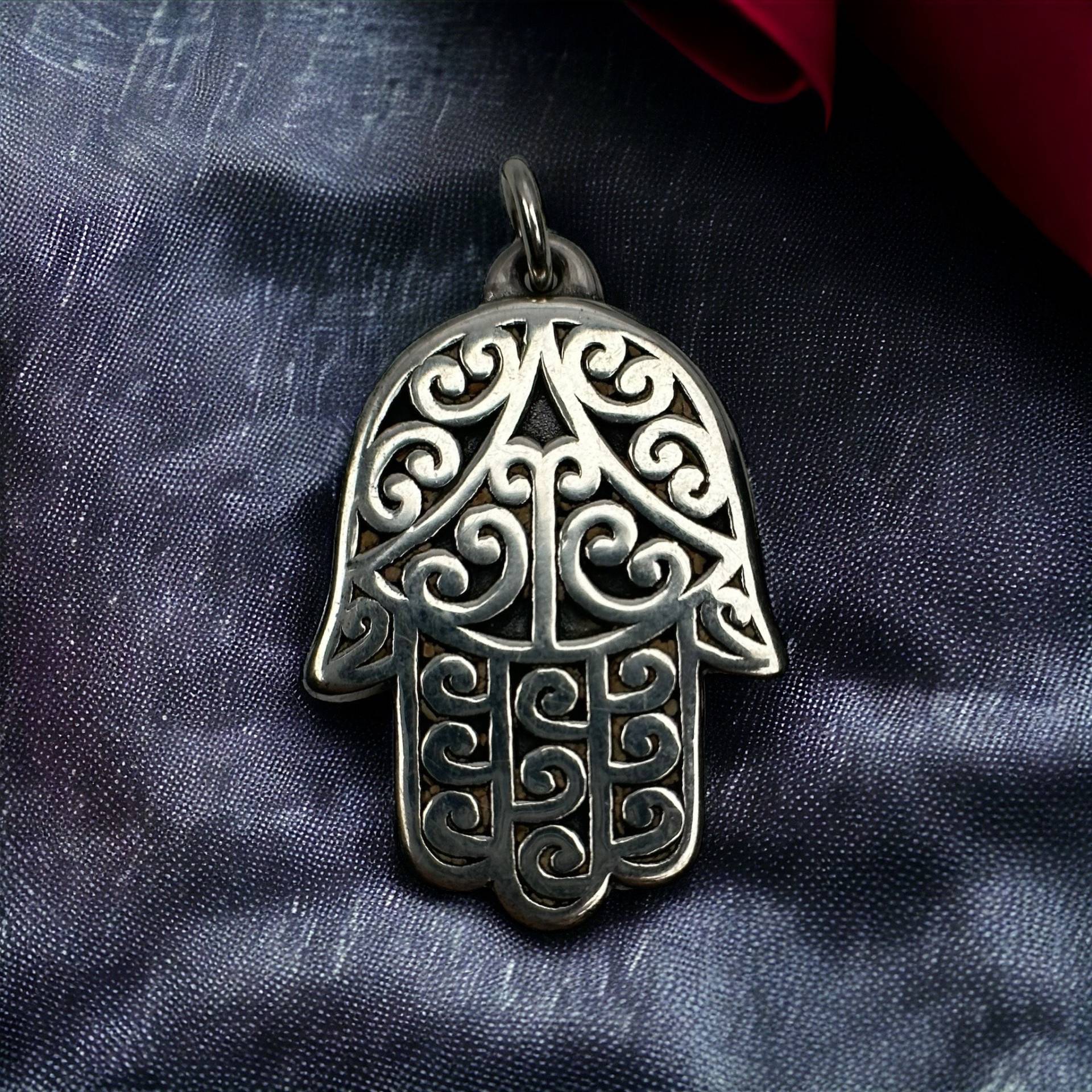 Hand Fatima 925Er Silber Anhänger Kettenanhänger Vintage Retro Eyecatcher Beschützer Türkei Tunesien Ägypten Hamsa von EyecatchersJuwellery