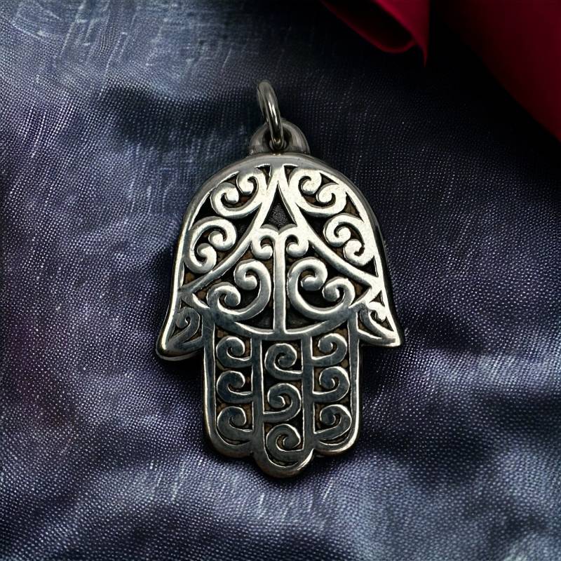 Hand Fatima 925Er Silber Anhänger Kettenanhänger Vintage Retro Eyecatcher Beschützer Türkei Tunesien Ägypten Hamsa von EyecatchersJuwellery