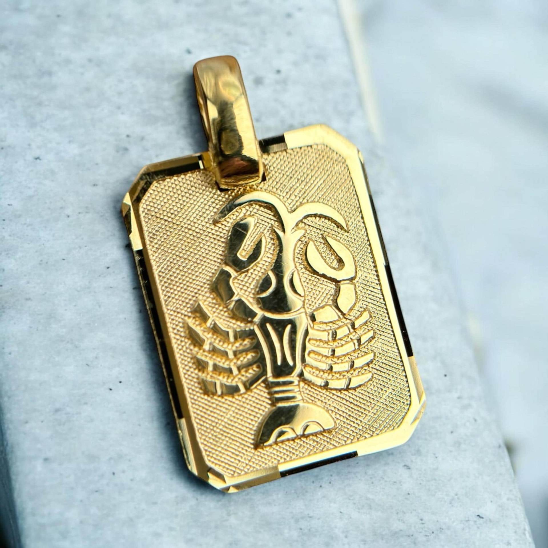 Krebs Anhänger Gold 333 Kettenanhänger Modern Trend Sternzeichen Relief Horoskop Luxus Eyecatcher 8Kt 8Ct 333Er Eckig von EyecatchersJuwellery