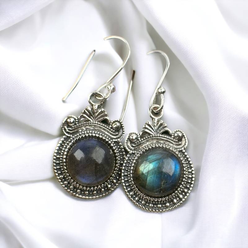 Labradorit Hängeohrringe 925Er Silber 37 X 15mm Edelstein Vintage Geschenk Damen Edel Luxus Ohrringe Hängend Exklusiv Art Deco von EyecatchersJuwellery