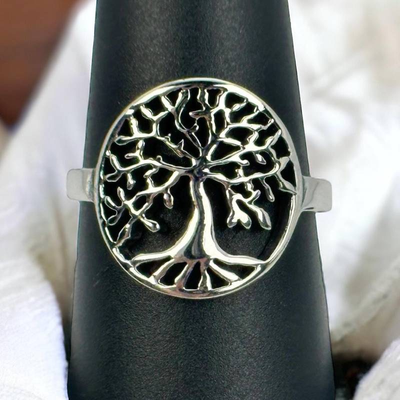 Lebensbaum Ring 19, 5mm Gr. 61 925Er Silber Design Vintage Massiv Geschenk Damen Edel Eyecatcher Silberring Patina Herren Retro Zeitlos von EyecatchersJuwellery