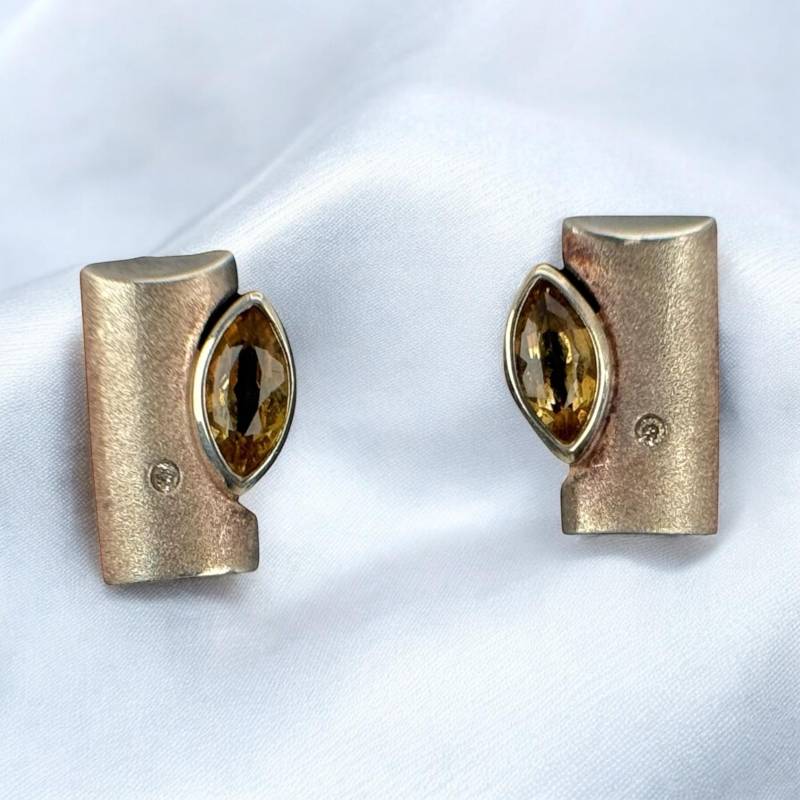 Ohrstecker 925Er Silber 16 X 10mm Mit Edelsteinen Vintage Geschenk Patina Damen Edel Design Modern Eyecatcher Rarität Exklusiv Fashion von EyecatchersJuwellery