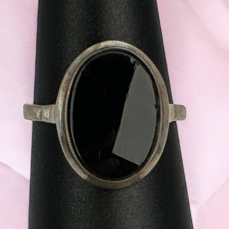 Onyx Ring 800Er Silber Alt 17, 2mm Gr. 54 Vintage Patina Geschenkidee Retro Style Geschenk Damen Zeitlos Modern Edelstein Fashion Exklusiv von EyecatchersJuwellery