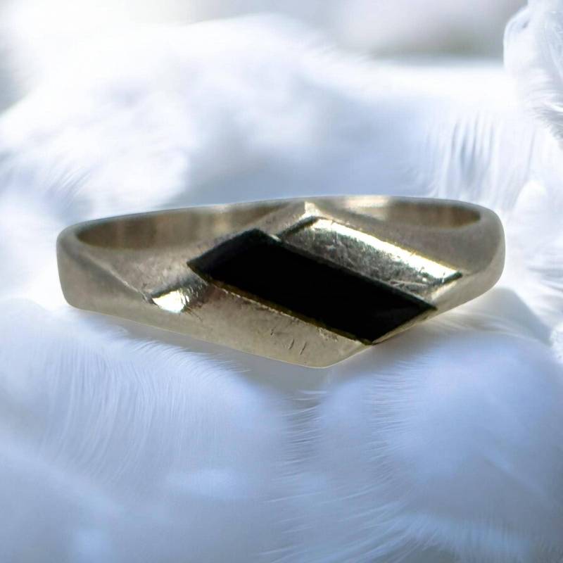 Onyx Ring 925Er Silber 17, 8mm Gr. 56 Vintage Geschenk Damen Silberring Eyecatcher Retro Edelstein Elegant Rar Zeitlos Patina Rarität von EyecatchersJuwellery