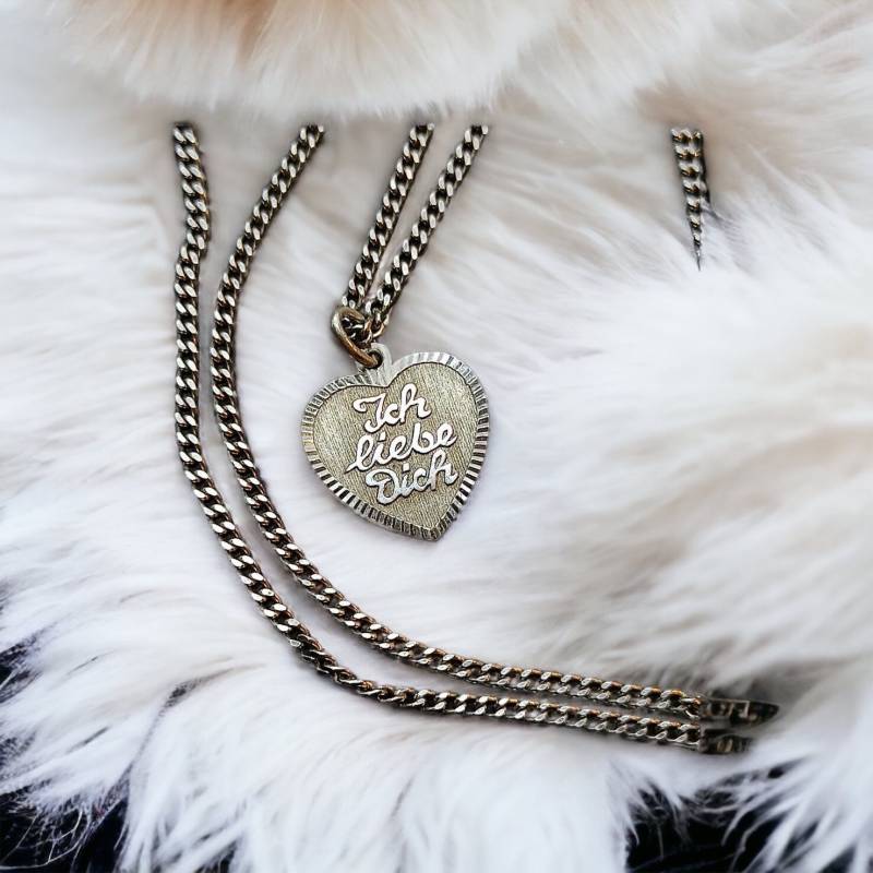 Panzerkette 925Er Silber 41cm Lang 1, 6mm Breit Mit Ich Liebe Dich Anhänger Vintage Geschenk Design Damen Silberkette Halskette Kette Edel von EyecatchersJuwellery
