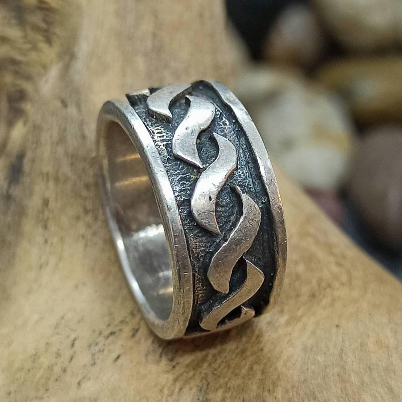 Patina Ring 925Er Silber Ca. Gr. 50 15, 9mm 9mm Breit Damen Herren Silberring Geschenk Selten Edel Rar Exklusiv Vintage Design Massiv von EyecatchersJuwellery