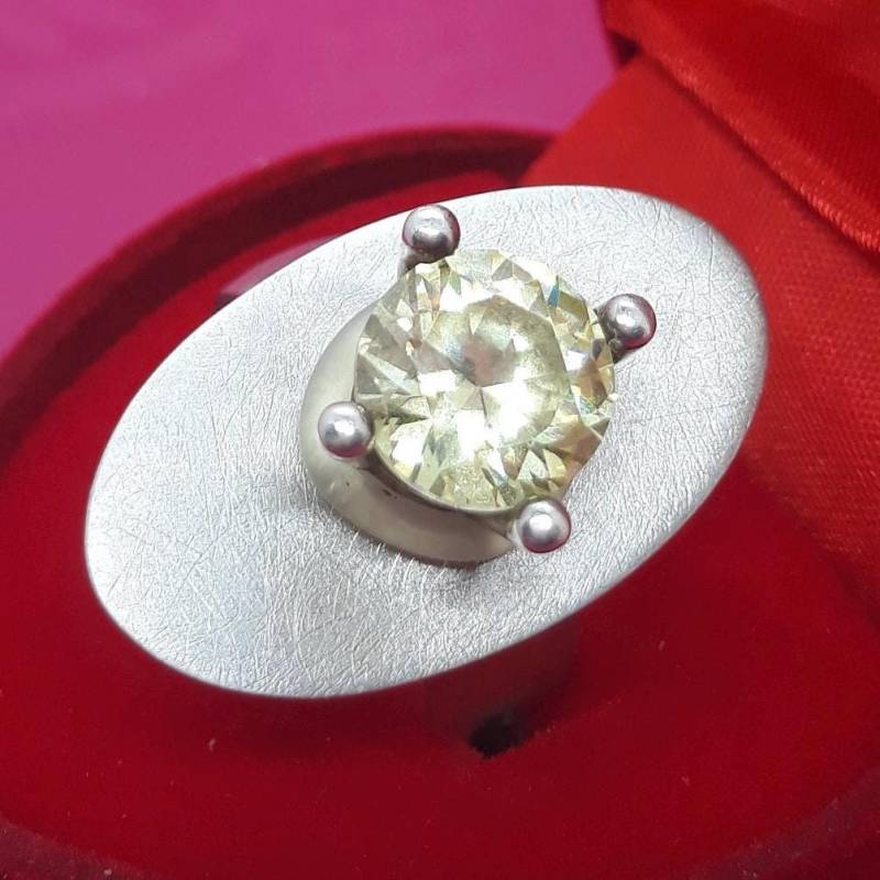 Ring 925Er Silber 20mm Gr. 63 Gelb Grüner Zirkonia Vintage Schraubbar Drehbar Eyecatcher Modern Exklusiv Luxus Fashion Rarität Geschenk von EyecatchersJuwellery