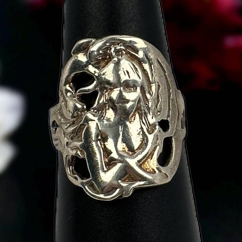 Relief Ring 925Er Silber Damen Herren Vintage 18, 8mm Gr. 59 Silberring Geschenk Exklusiv Eyecatcher Retro Zeitlos Rarität Frau Jungfrau von EyecatchersJuwellery
