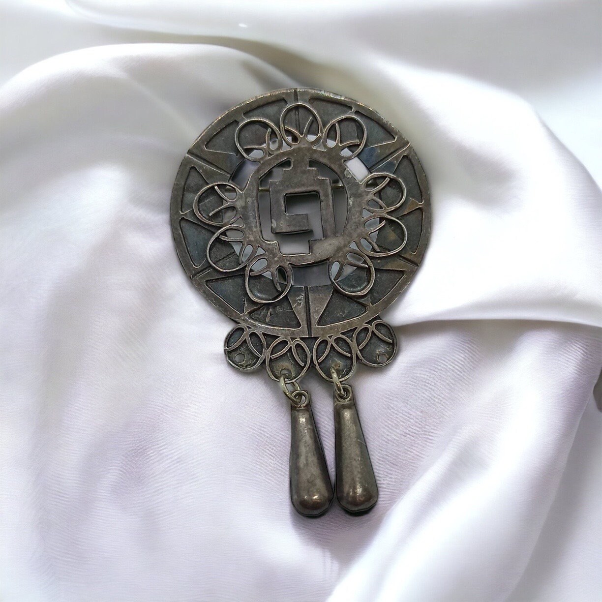 Retro Brosche 925Er Silber 55 X 34mm Edel Anhänger Kettenanhänger Silberbrosche Vintage Luxus Elegant Exklusiv Selten Rar Mexiko Rarität von EyecatchersJuwellery