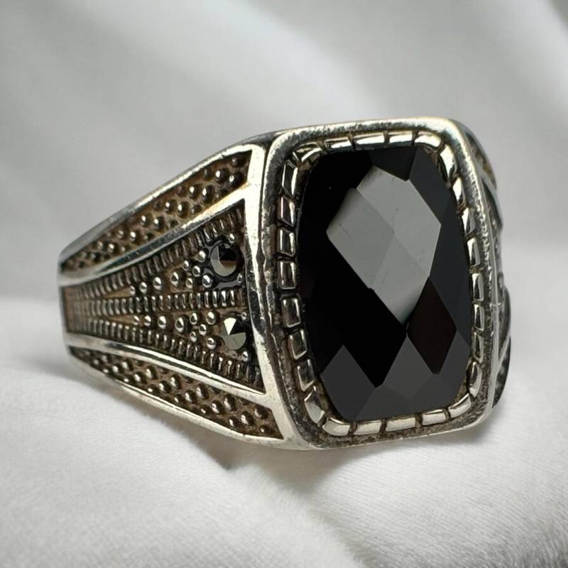 Retro Ring 925Er Silber 22, 9mm Gr. 72 Patina Geschenk Herren Damen Exklusiv Silberring Struktur Vintage Rarität Modern Fashion Edelsteine von EyecatchersJuwellery