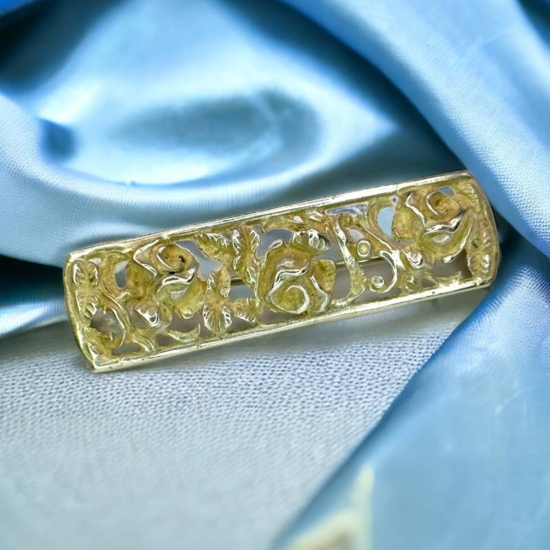 Rosen Brosche Echt Silber Jugendstil Art Deco 50 X 13mm Vintage Selten Patina Geschenk Retro Zeitlos Oma Floral von EyecatchersJuwellery