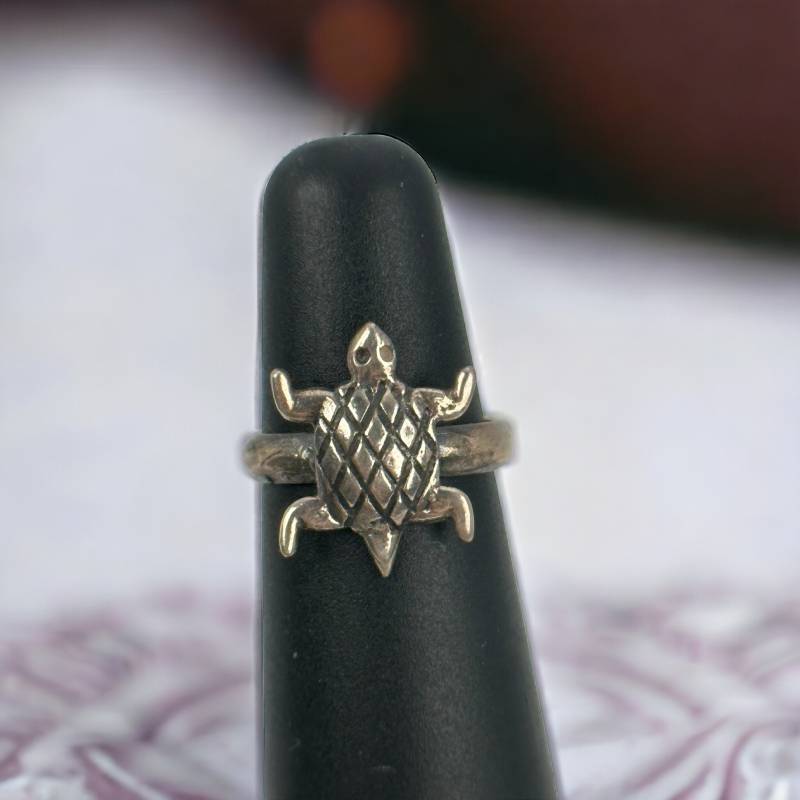 Schildkröten Ring 925Er Silber 15mm Gr. 47 Vintage Geschenk Damen Silberring Edel Design Patina Exklusiv Luxus Selten Rar Verstellbar Kinder von EyecatchersJuwellery